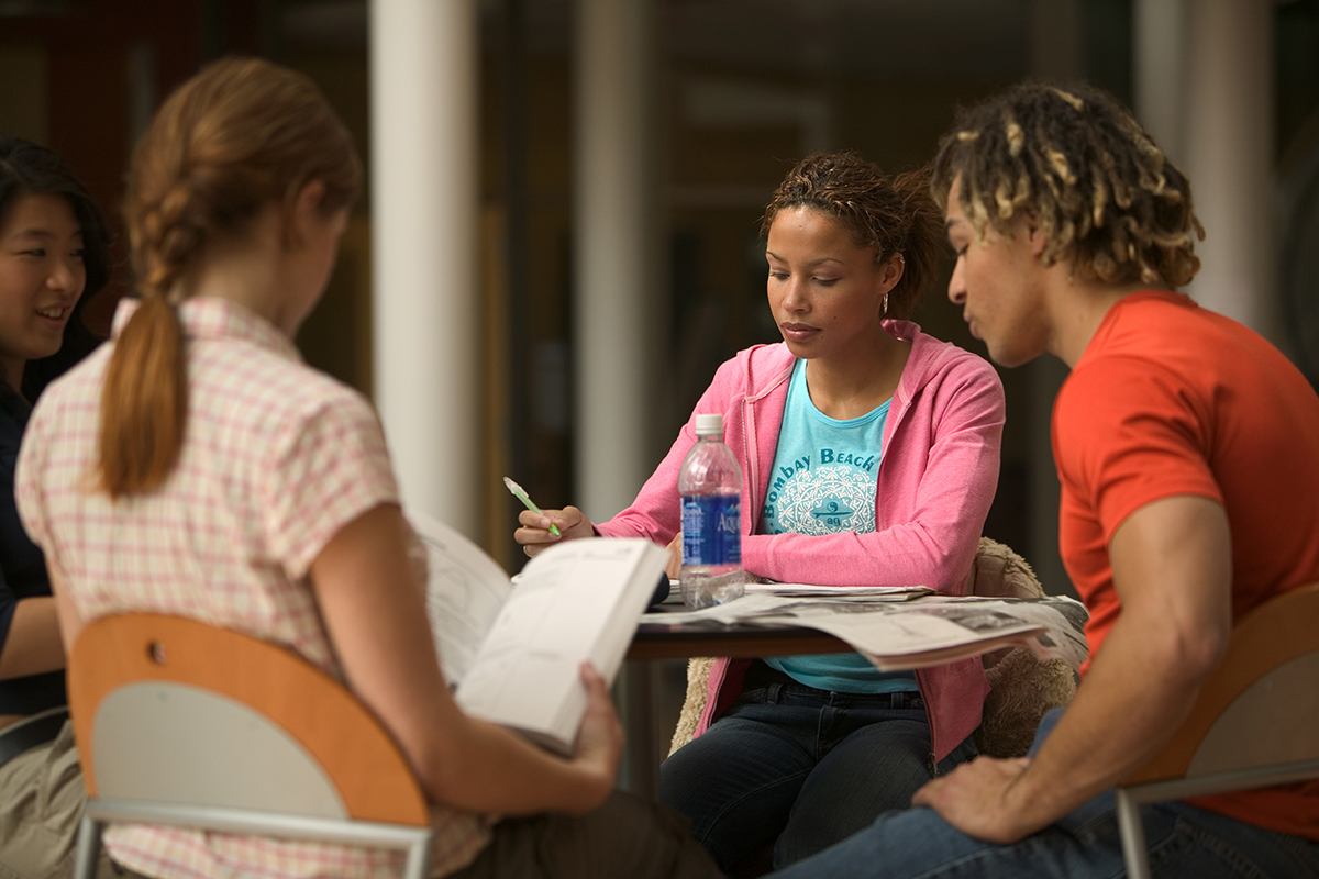 group of students studying