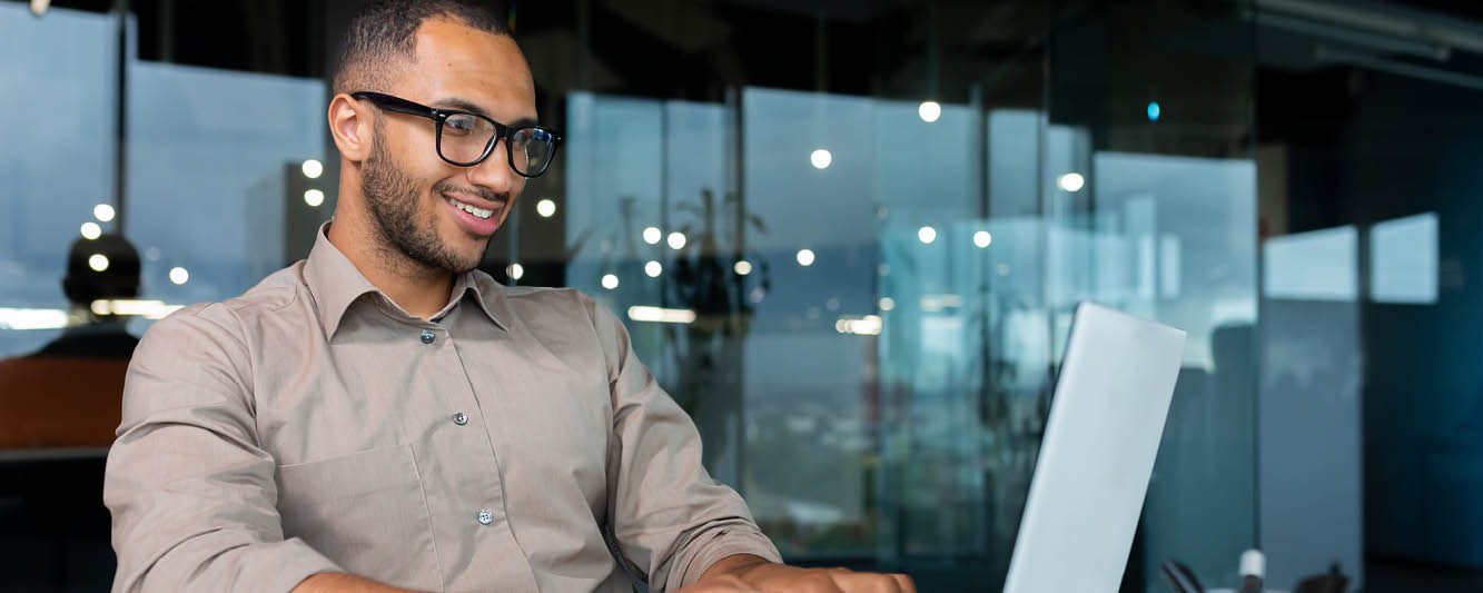 man on computer