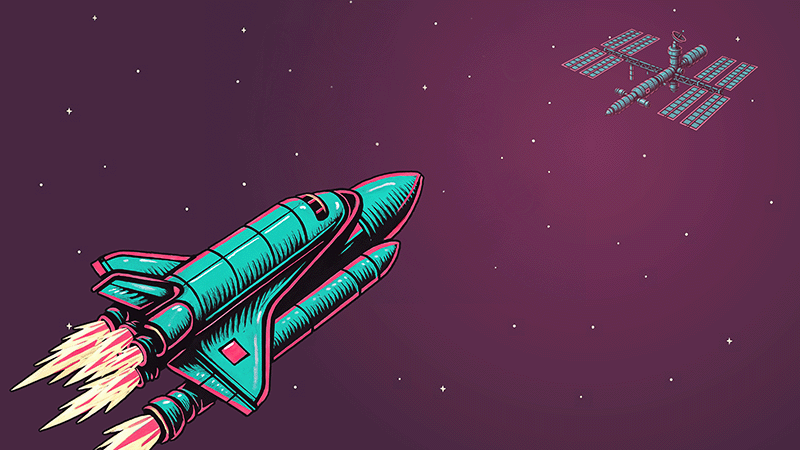An illustration of a rocket ship
